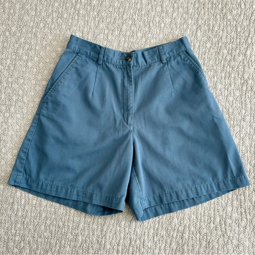 L.L. Bean Vintage Women's Chino Shorts Blue A-line High Waist Size 4 - Picture 3 of 10